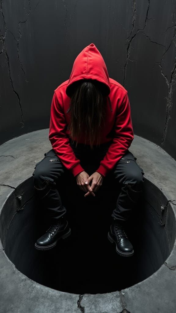 Figure Gazing Into a Pitch Black Abyss