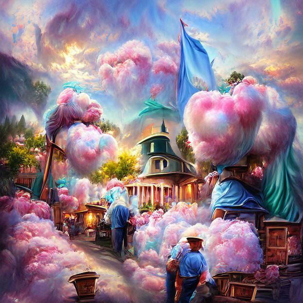 Abstract Cotton Candy Swirl in Pastel Hues