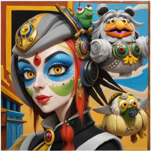 Crowned Muppet in Pop Surrealism Style