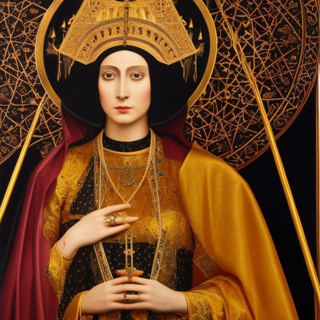 Gnostic Priestess in Medieval Art Style