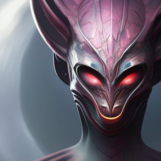 Hyperrealistic Alien with Third Eye in Gothic Sci-Fi