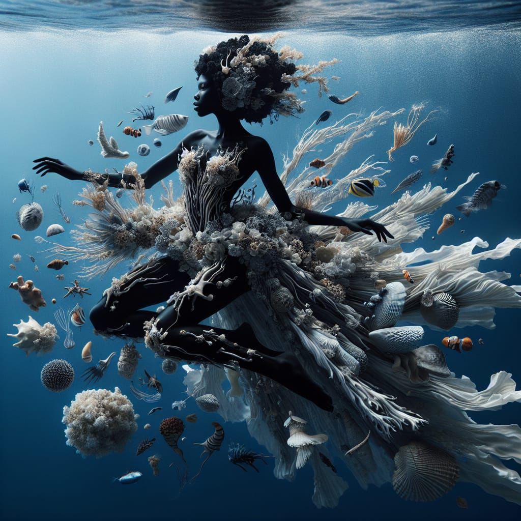 Ethereal Ocean Woman in Marine Dress