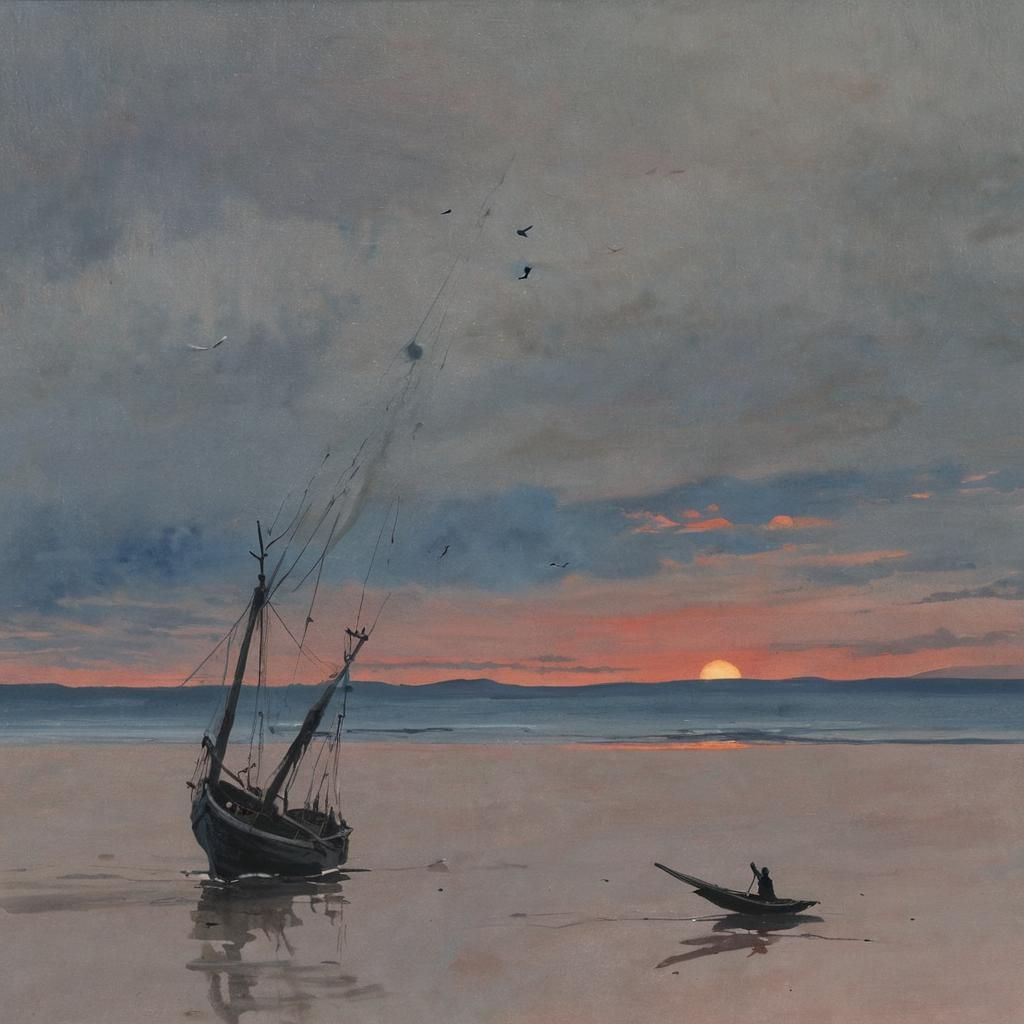 Evening Sail: Gouache and Watercolor Impressionist Painting