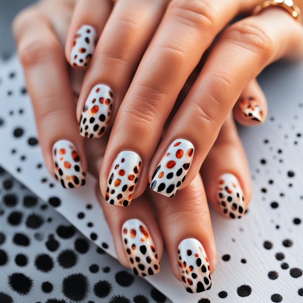 Cheetah Nail Art on Autumn Background