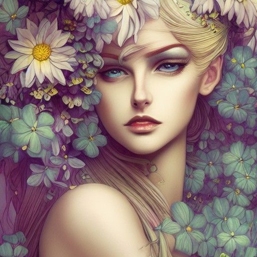 Androgynous God Portrait in Spring Colors