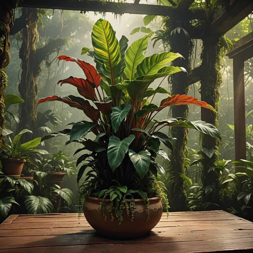 Calathea Tricolor in Lush Indoor Jungle Setting