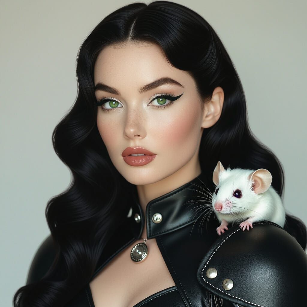Woman in Leather Armor with Mouse, Ash Thorp Inspired