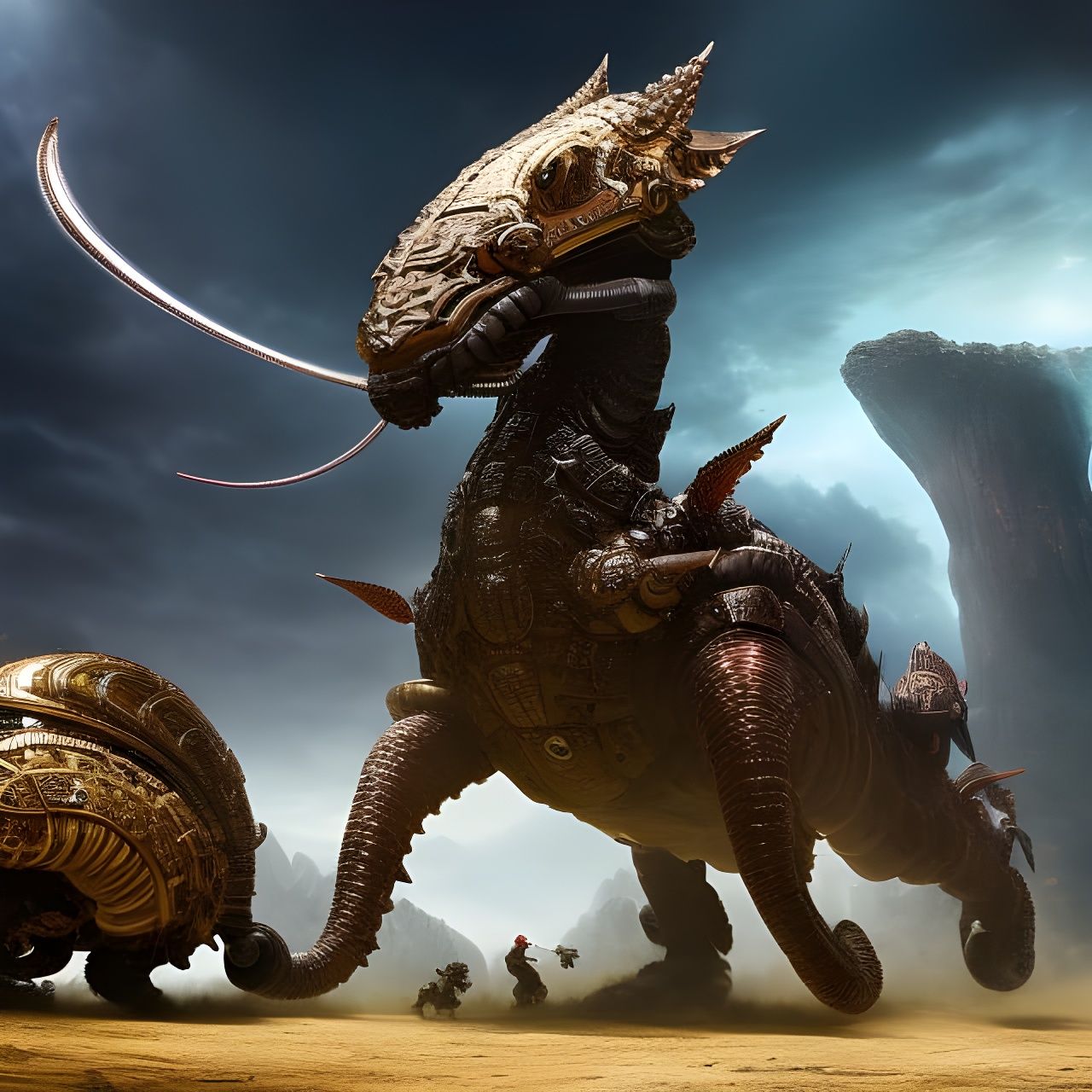 Armored Giant Snail Battlesteed in Sci-Fi Rococo Style