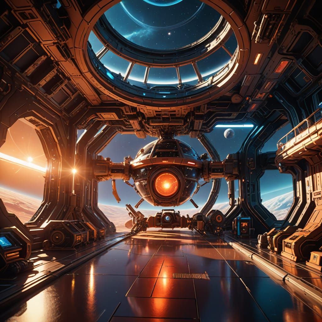 Surreal Mars Space Station in Cinematic Sci-Fi Style