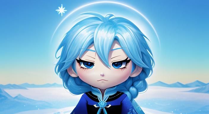 Chibi Frozen with Sunny Face in Anime Style