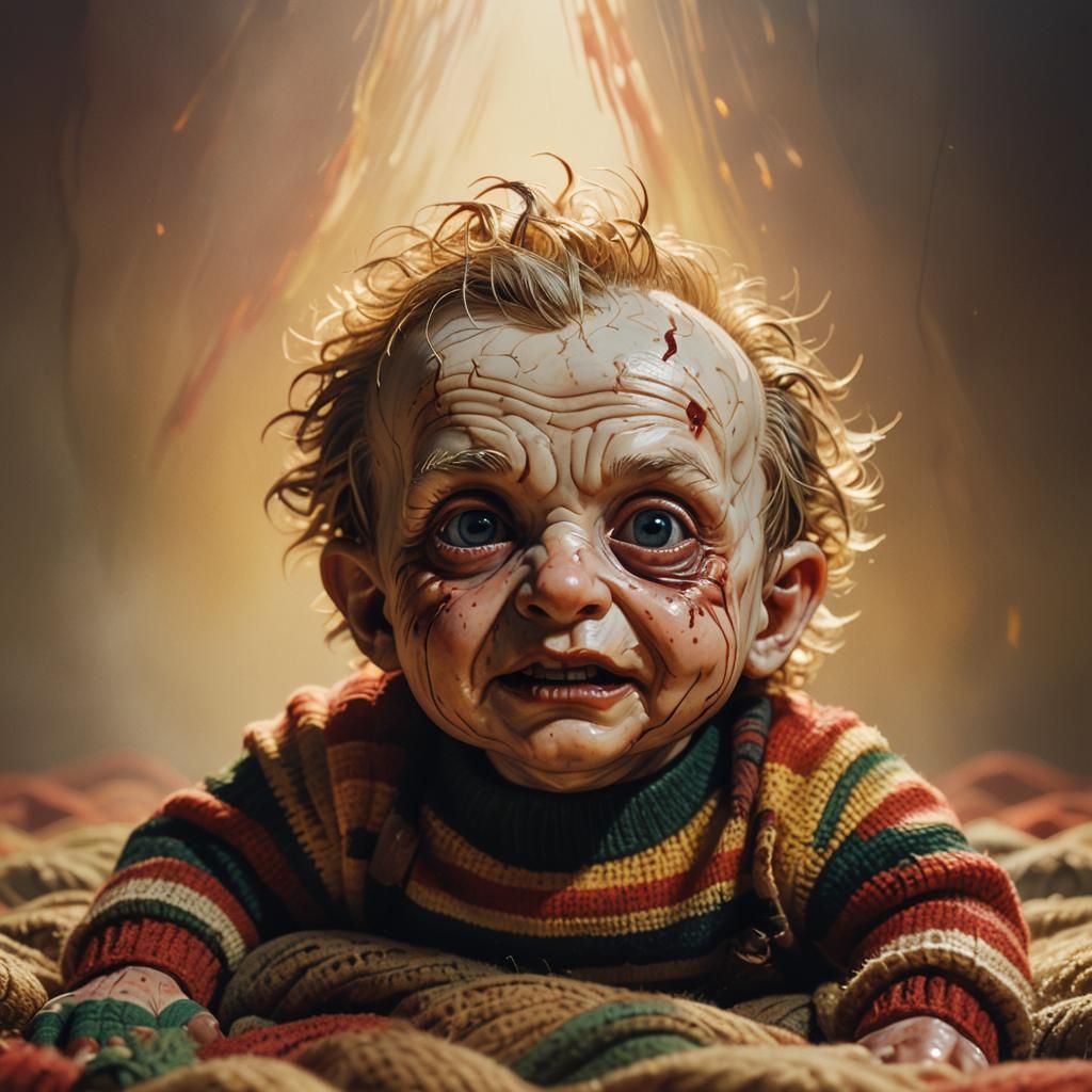 Baby Freddy Krueger in Hyperrealistic Concept Art