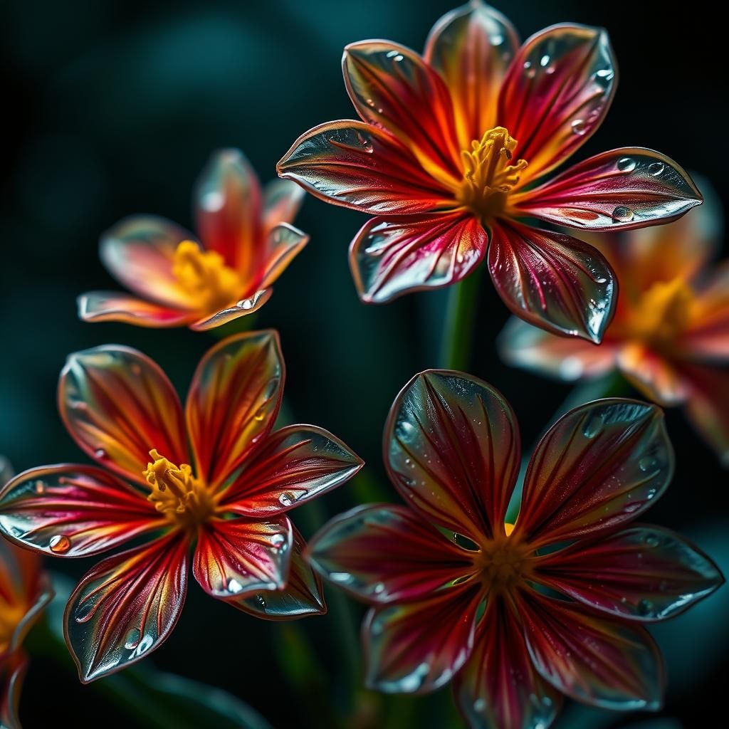 Vibrant Enamel Glass Flowers in High Definition