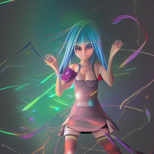 Anime Girl Enters Battle in Holographic Astral Art