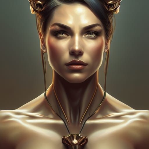 Detailed Portrait of a Muscular Woman