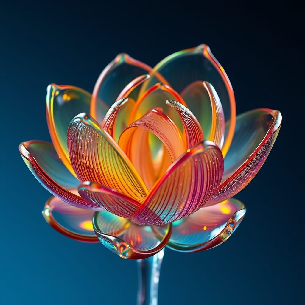 Rainbow Glass Flower: Intricate Fantasy Concept Art