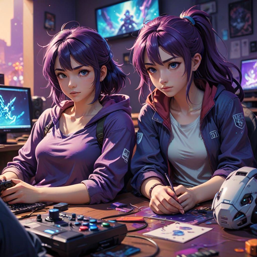 Surreal Digital Portraits of Female Gamers in a Cozy Gaming ...