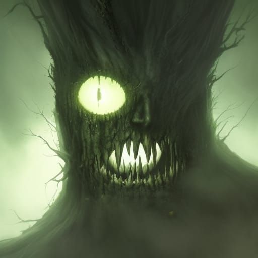 Sinister Ancient Tree in Dark Horror Theme