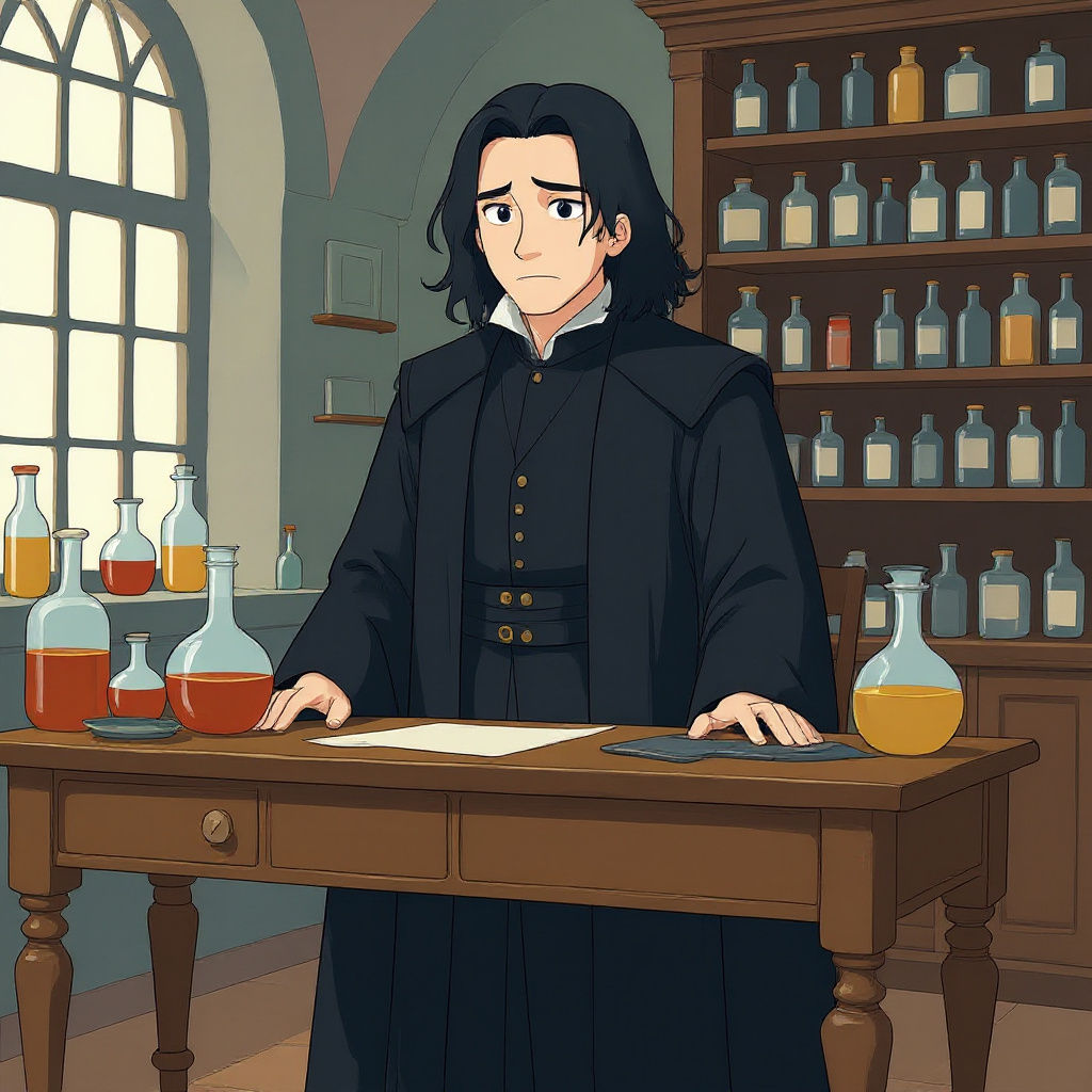 Severus Snape in Potions Class, Impasto Style