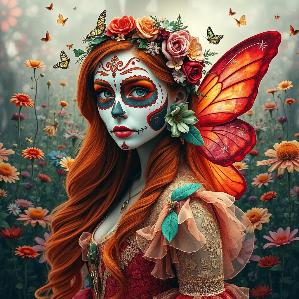 Winged Flower Fairy in a Surreal Dreamscape