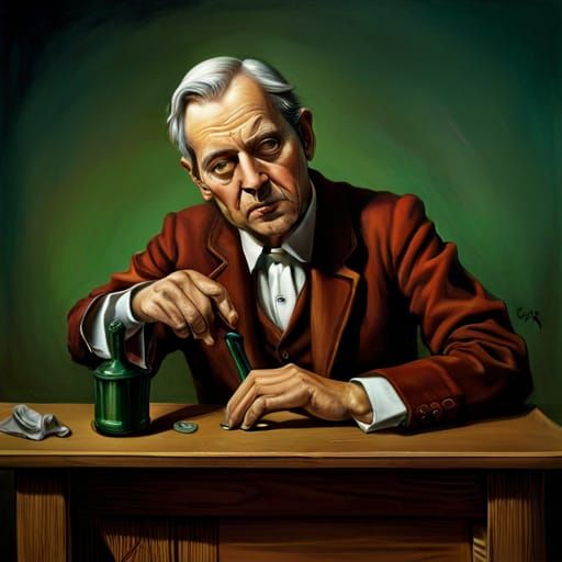 De Chirico Inspired Dead Man Emerges From Bottle