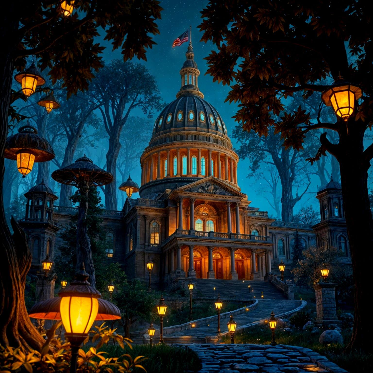 Night Elf Capitol Building in Lush Forest