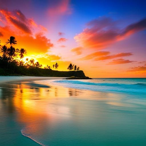 Colorful Caribbean Beach Sunset