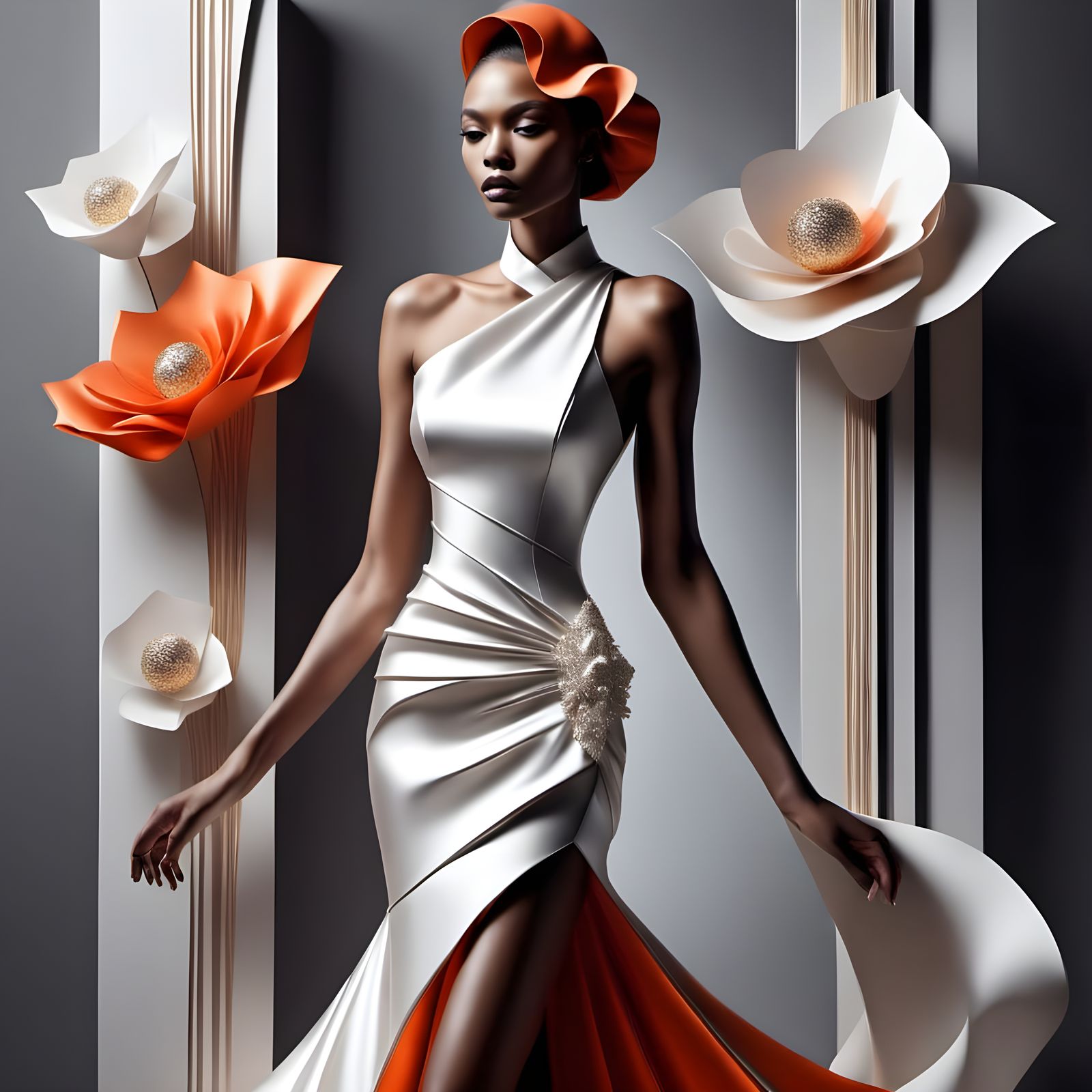 Ethereal Silk Fabric Unfolds in Art Deco-Inspired Geometric ...