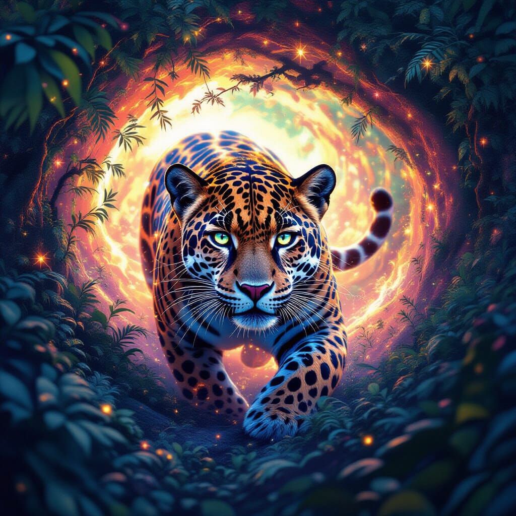 Cosmic Jaguar Emerges in Amazon Rainforest