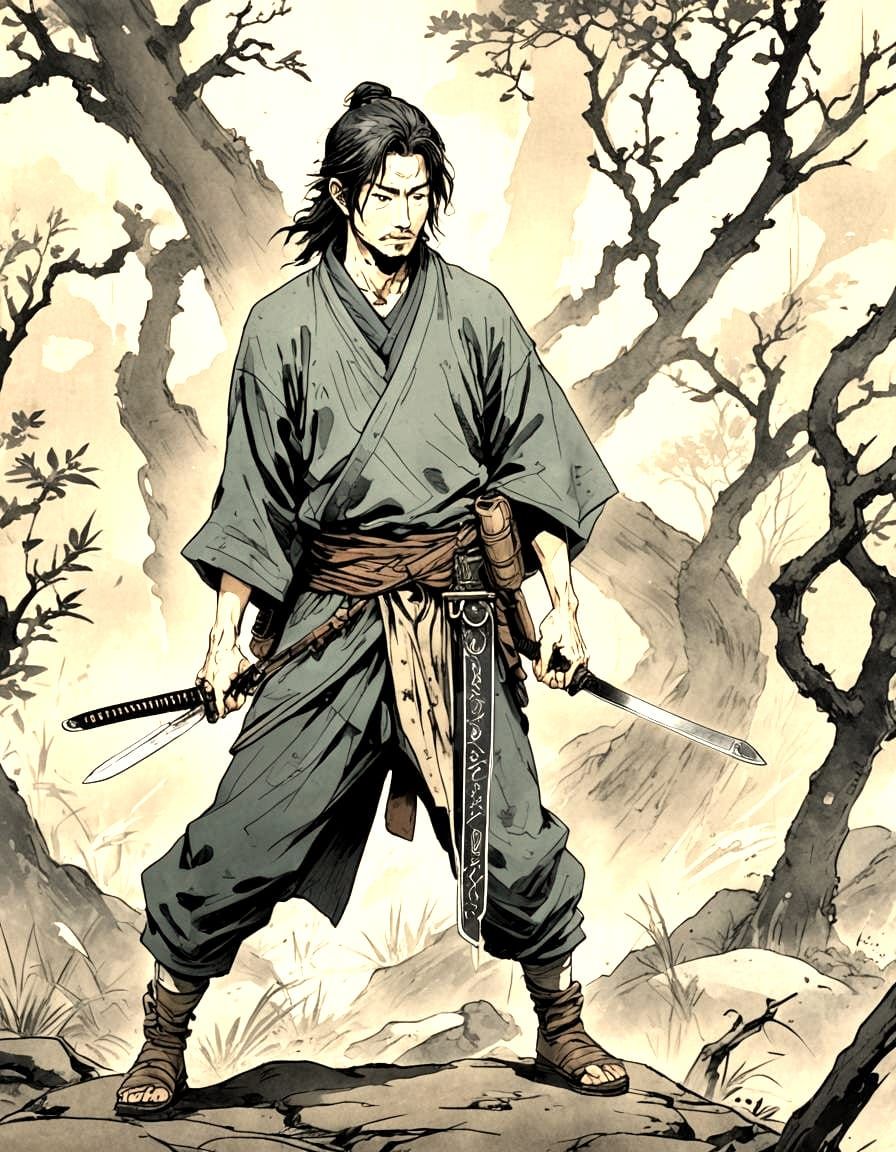 Celtic Ritual Knife in Zen Calligraphy Style