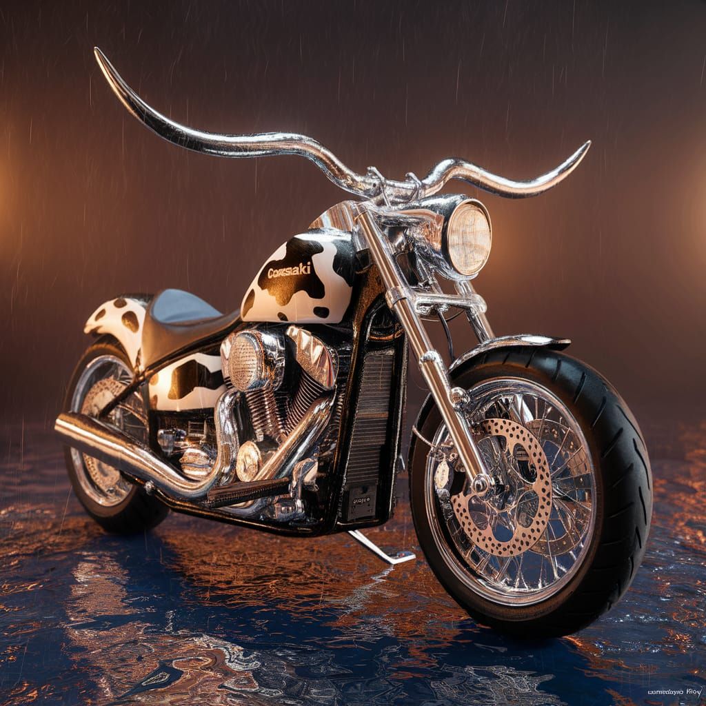 Cowasaki Motorcycle: Dairy Cow Design in Digital Ad