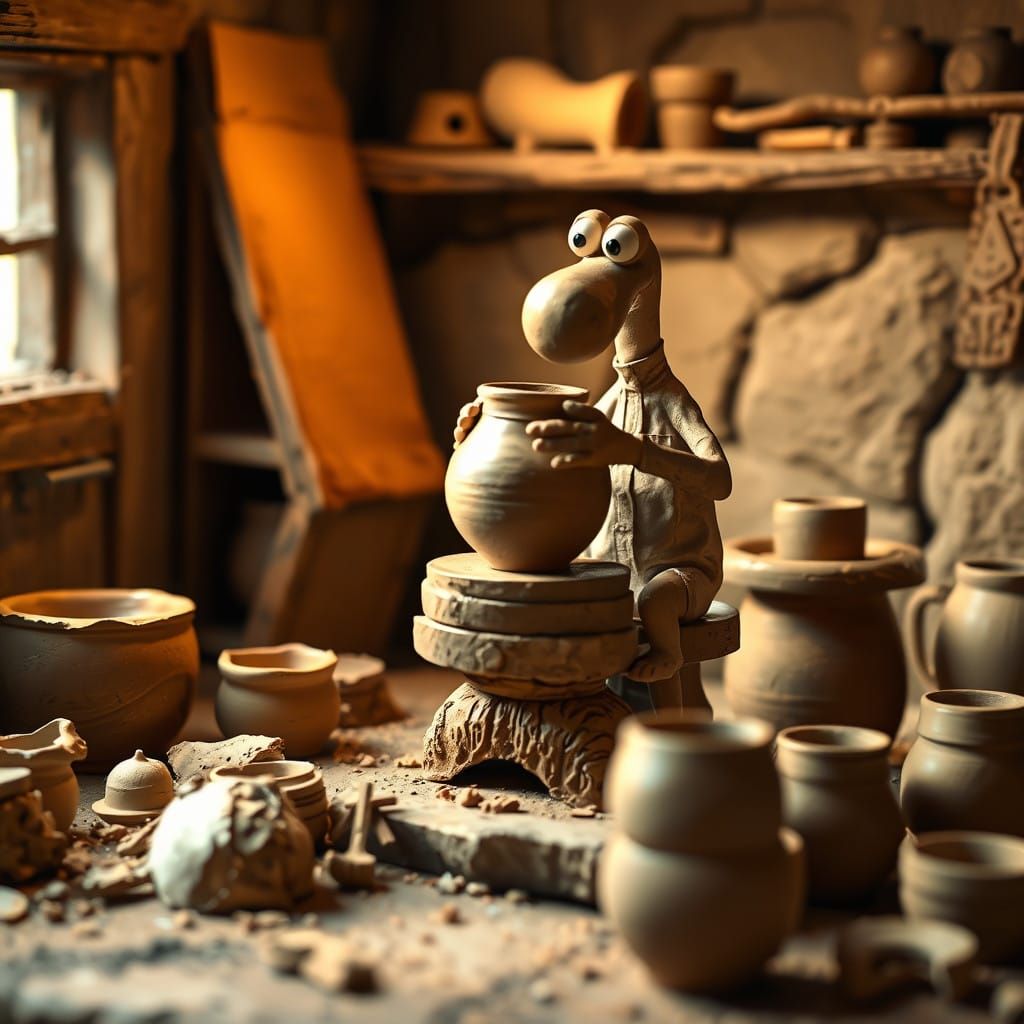 Whimsical Potter Crafts Artisanal Clay Vessel