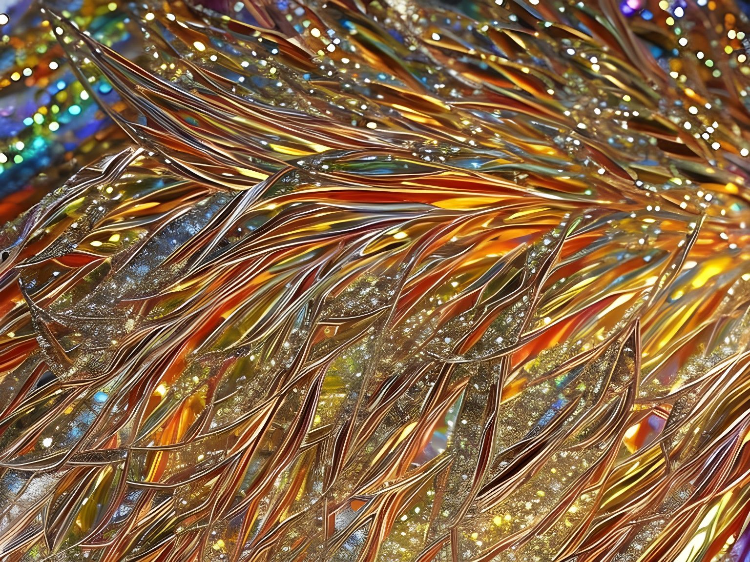 Glass Art with Rainbow Light and Sparks