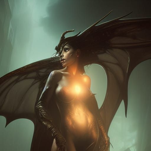 Detailed Succubus in Dark Fantasy Style