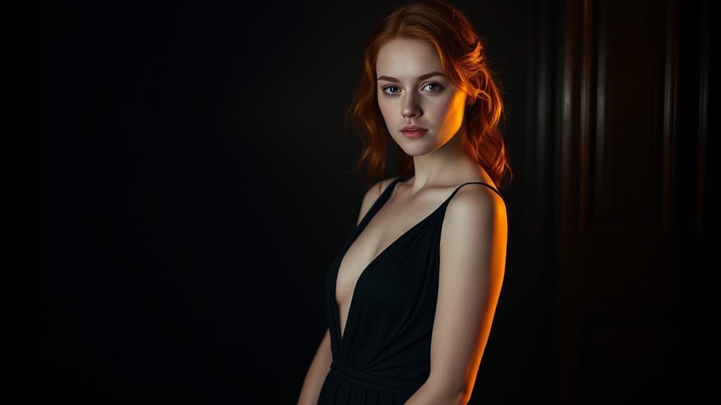 Elegant Irish Woman in Moody, Dramatic Lighting