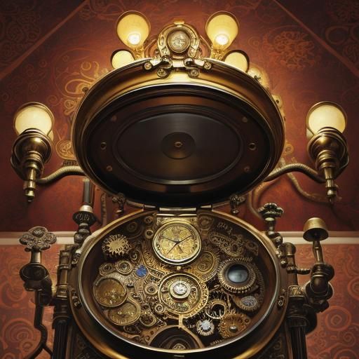 Whimsical Steampunk Toilet in Ornate Bathroom