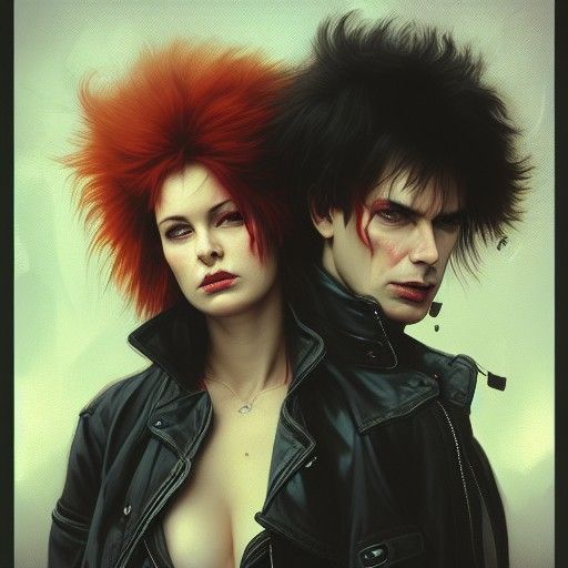 Sid and Nancy: Hyperdetailed Portrait in Art Nouveau Style