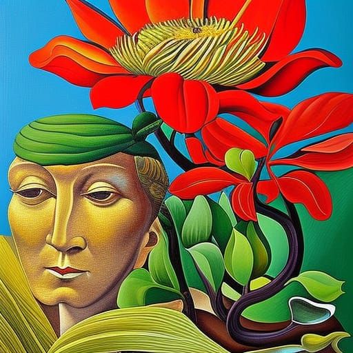 Floral Human in Expressionistic Psychedelic Style