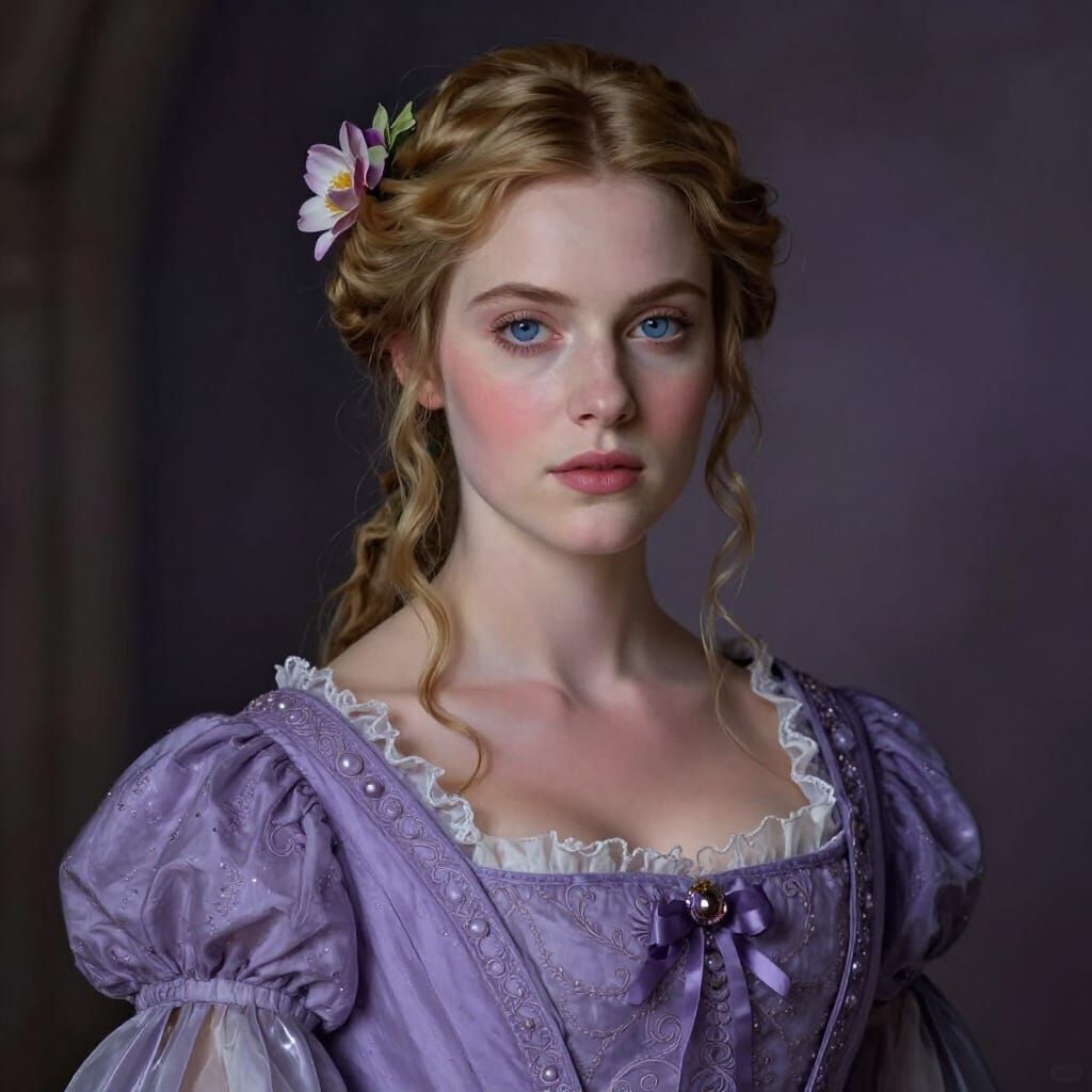 Bridgerton Era Woman in Lavender Gown with Goddess Aura