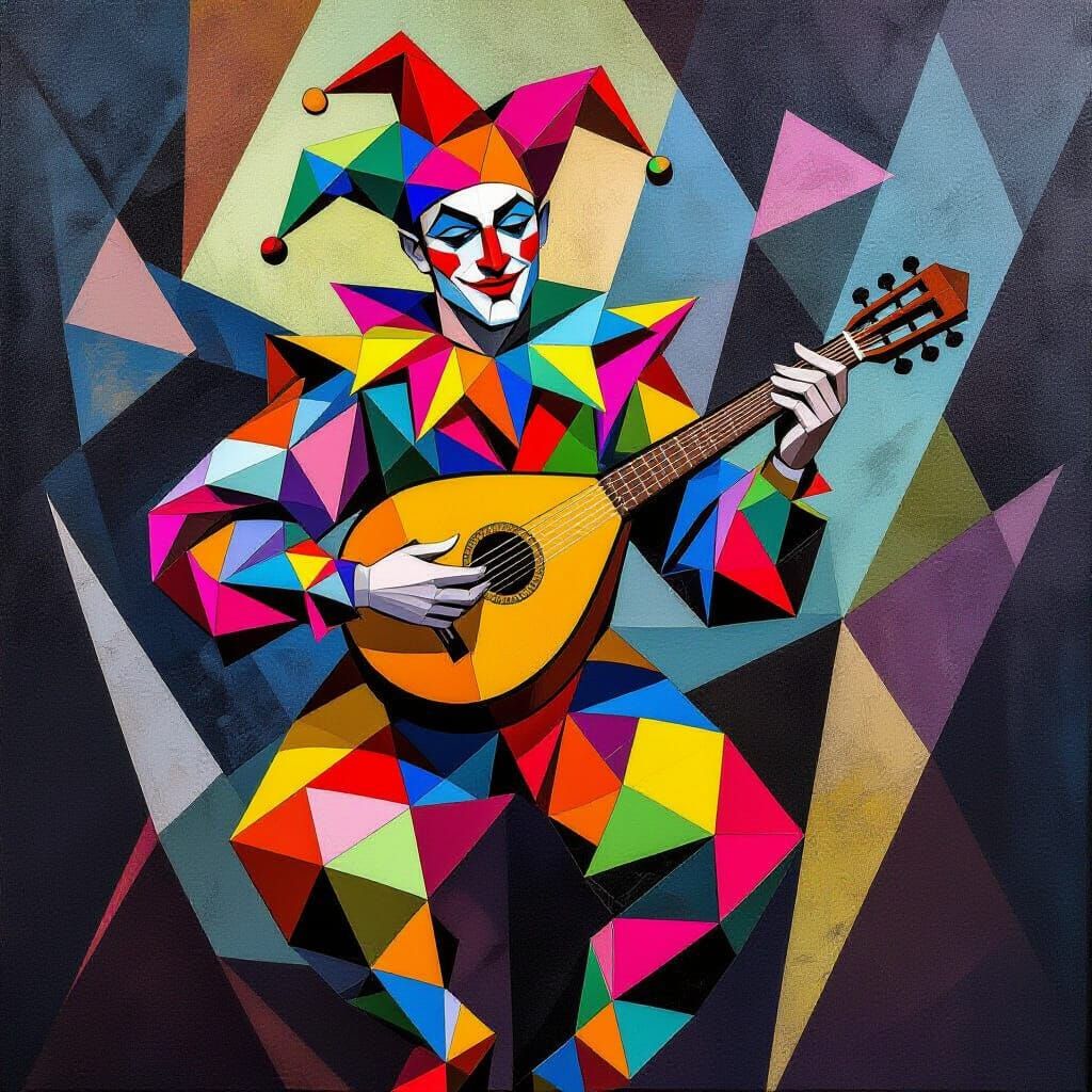 Court Jester in Abstract Cubist Style