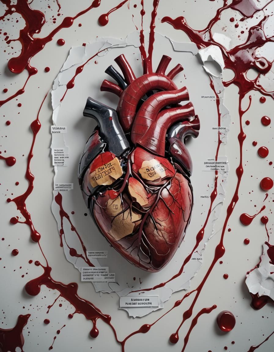 Defective Bionic Heart on Countertop: Hyperrealistic Image