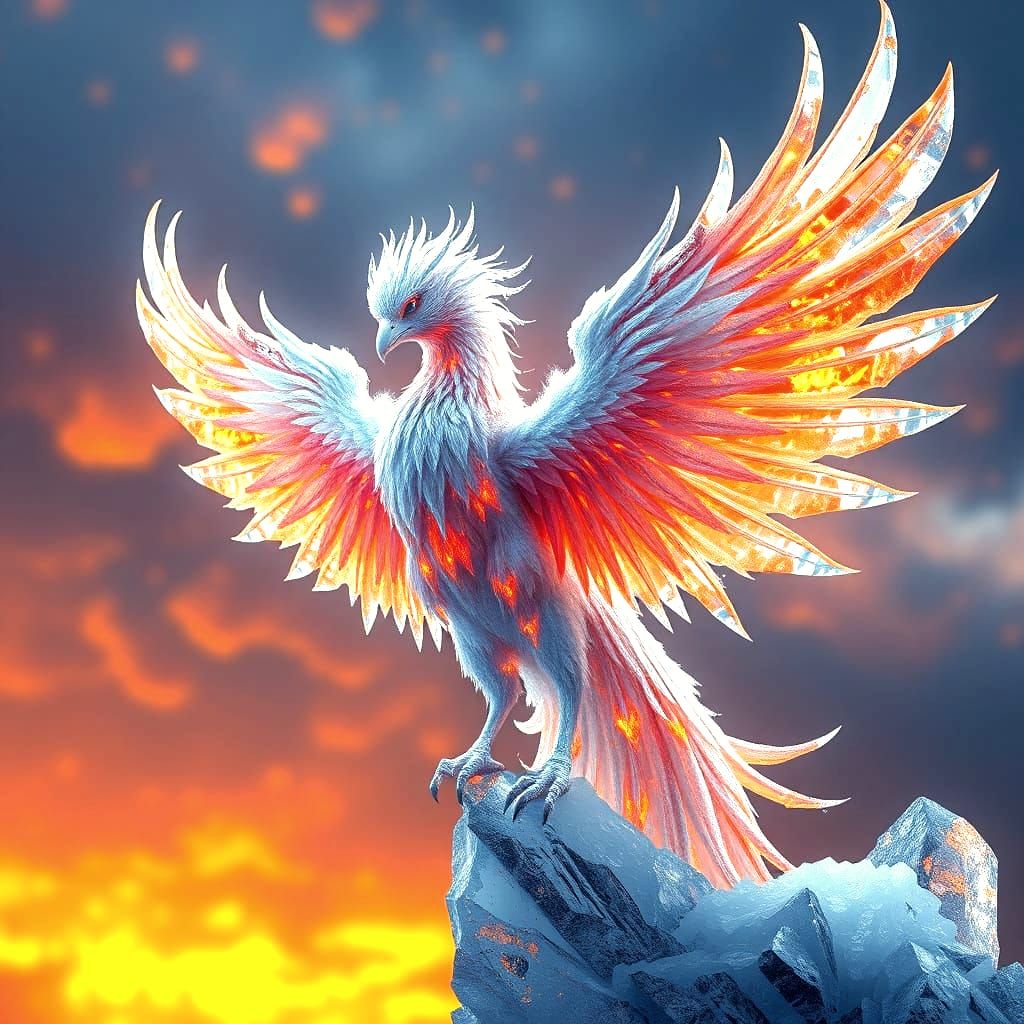 Majestic Ice Phoenix Concept Art in 8k