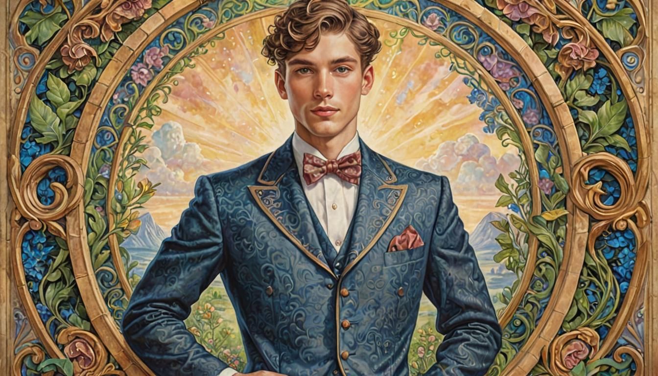 Dapper Young Man in Art Nouveau Style