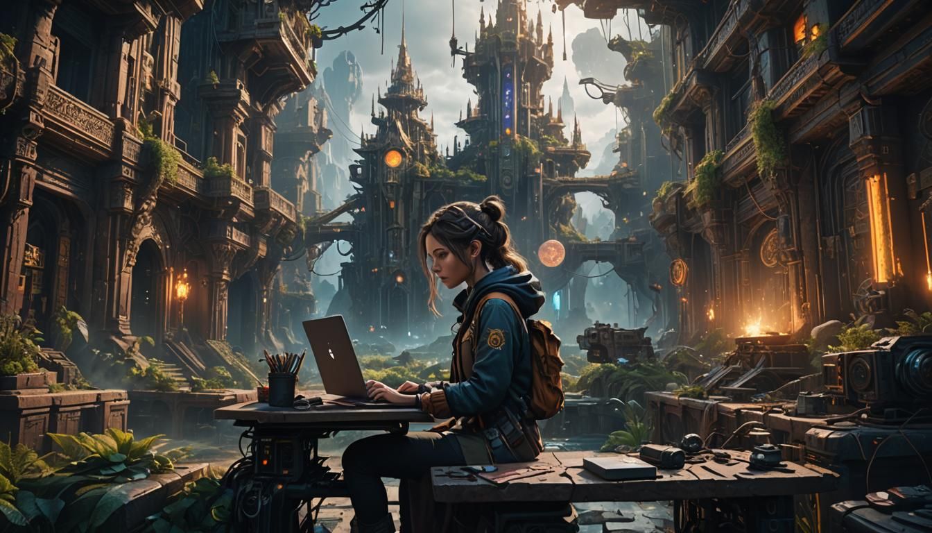 Girl Programming: Detailed Fantasy Concept Art