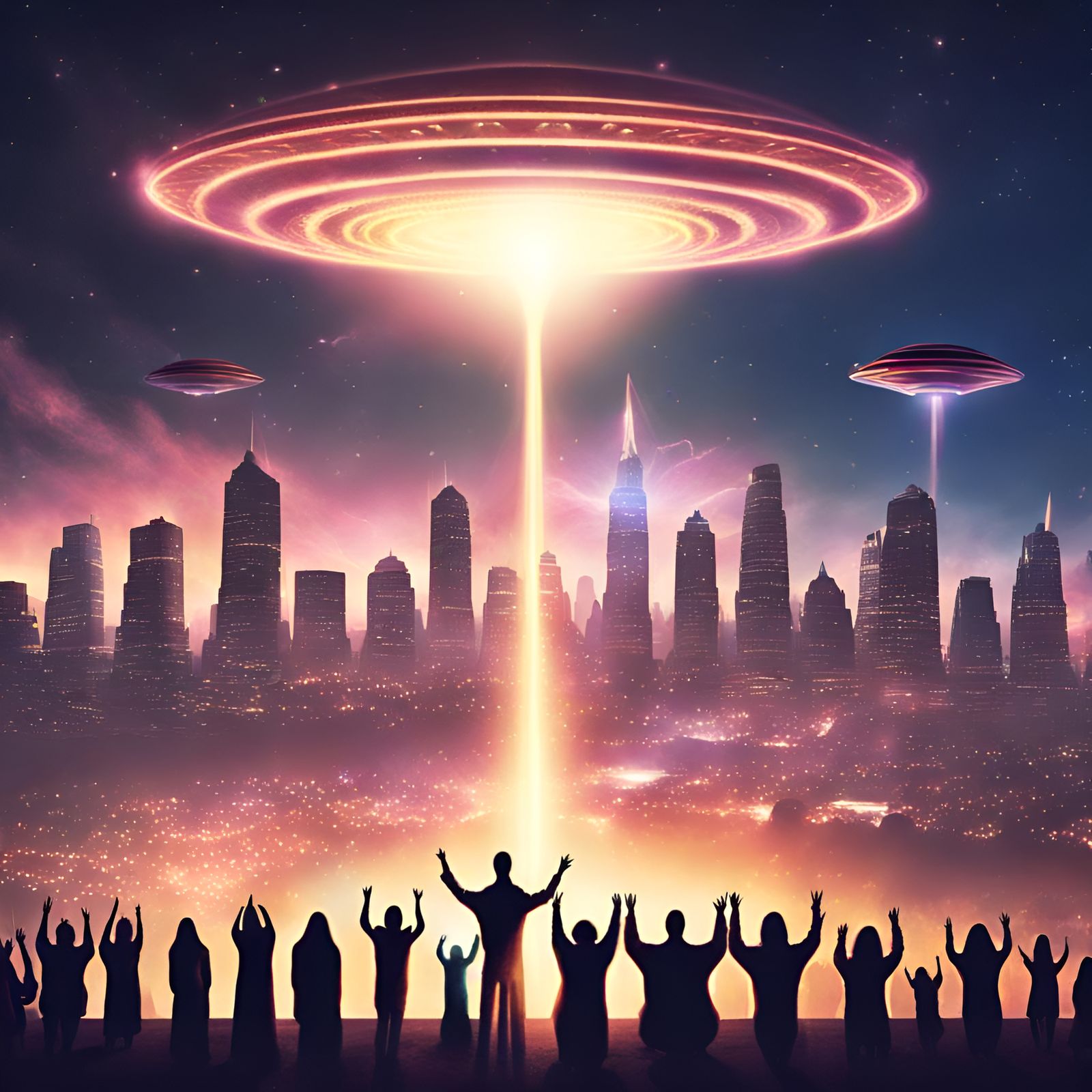 Mysterious Alien Lights Over City Induce Worship