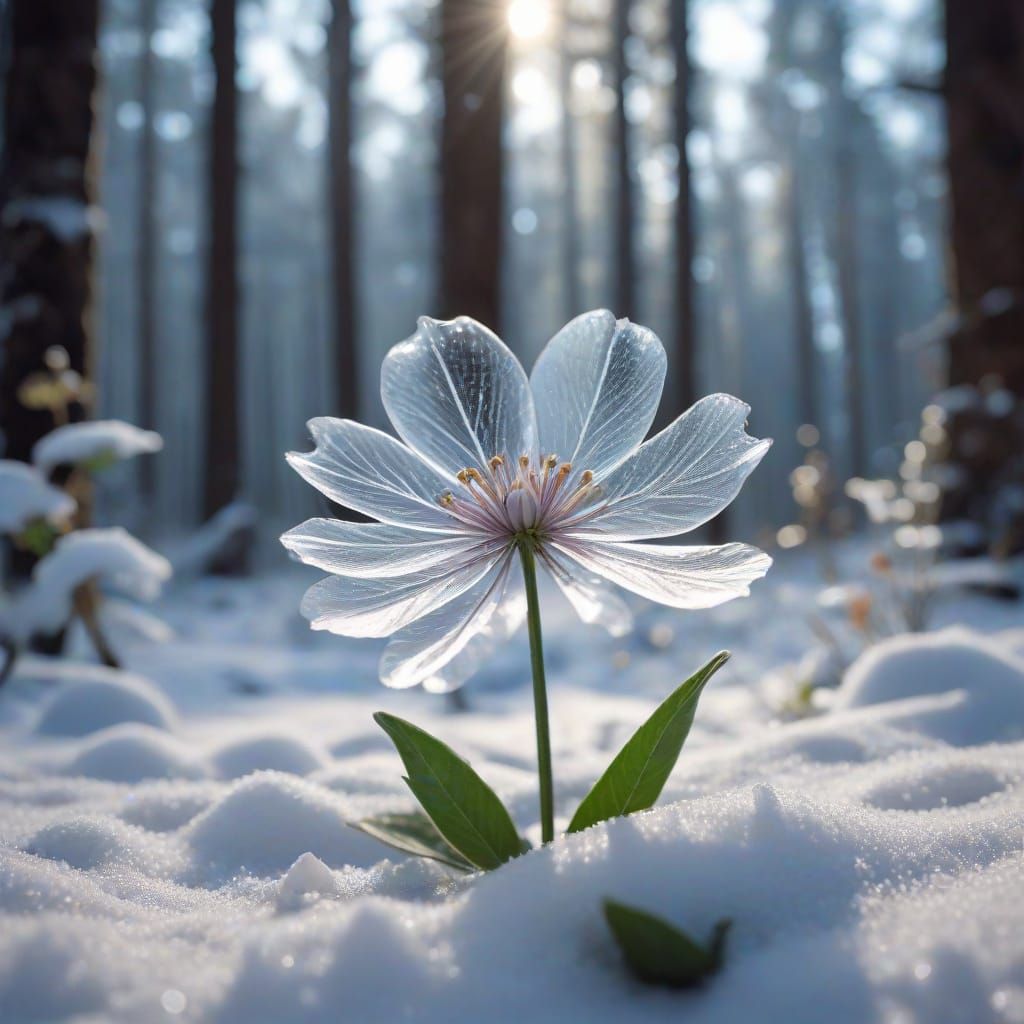 Ethereal Snow Flower in Enchanted Forest