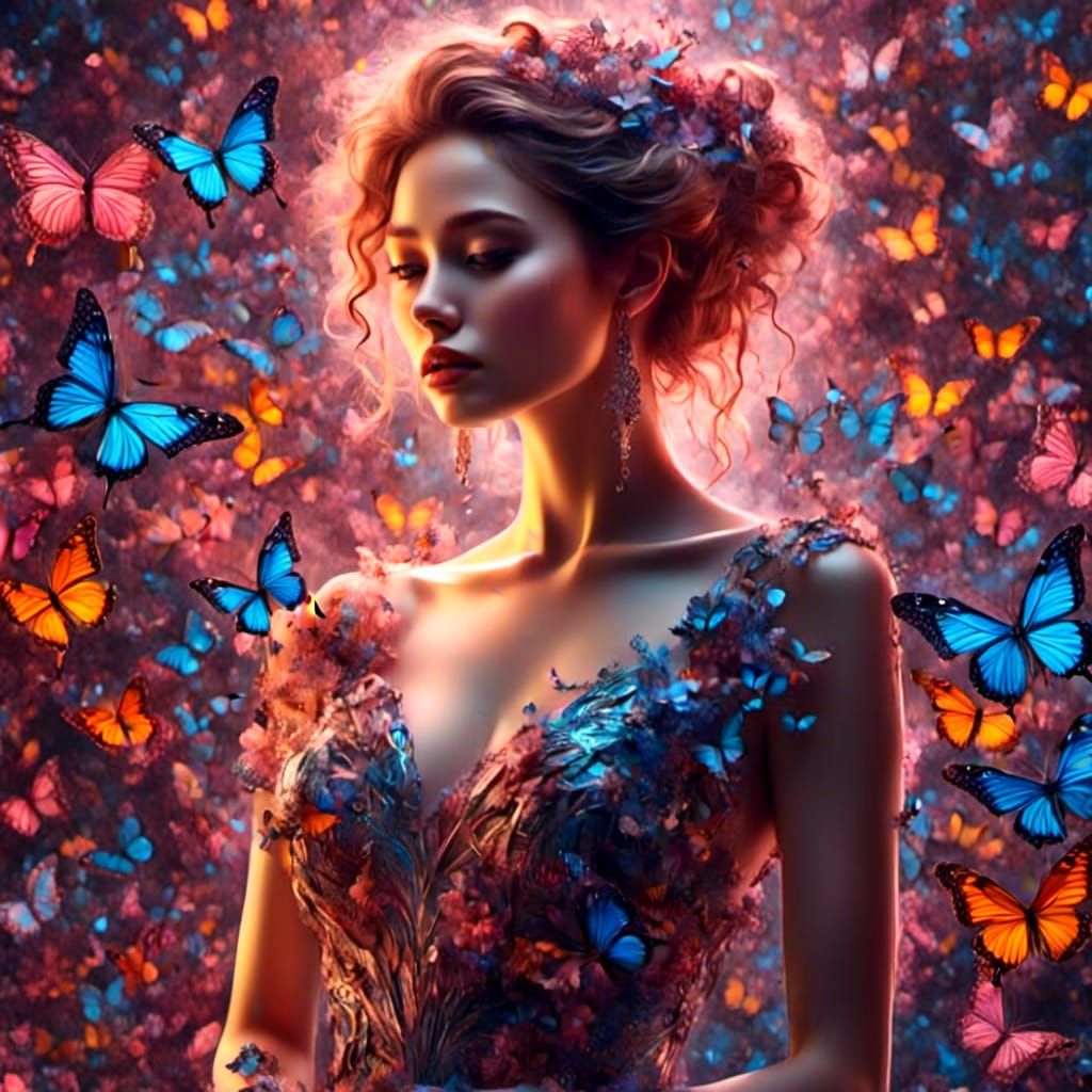 Butterfly Gown: Hyperrealistic Futuristic Fashion