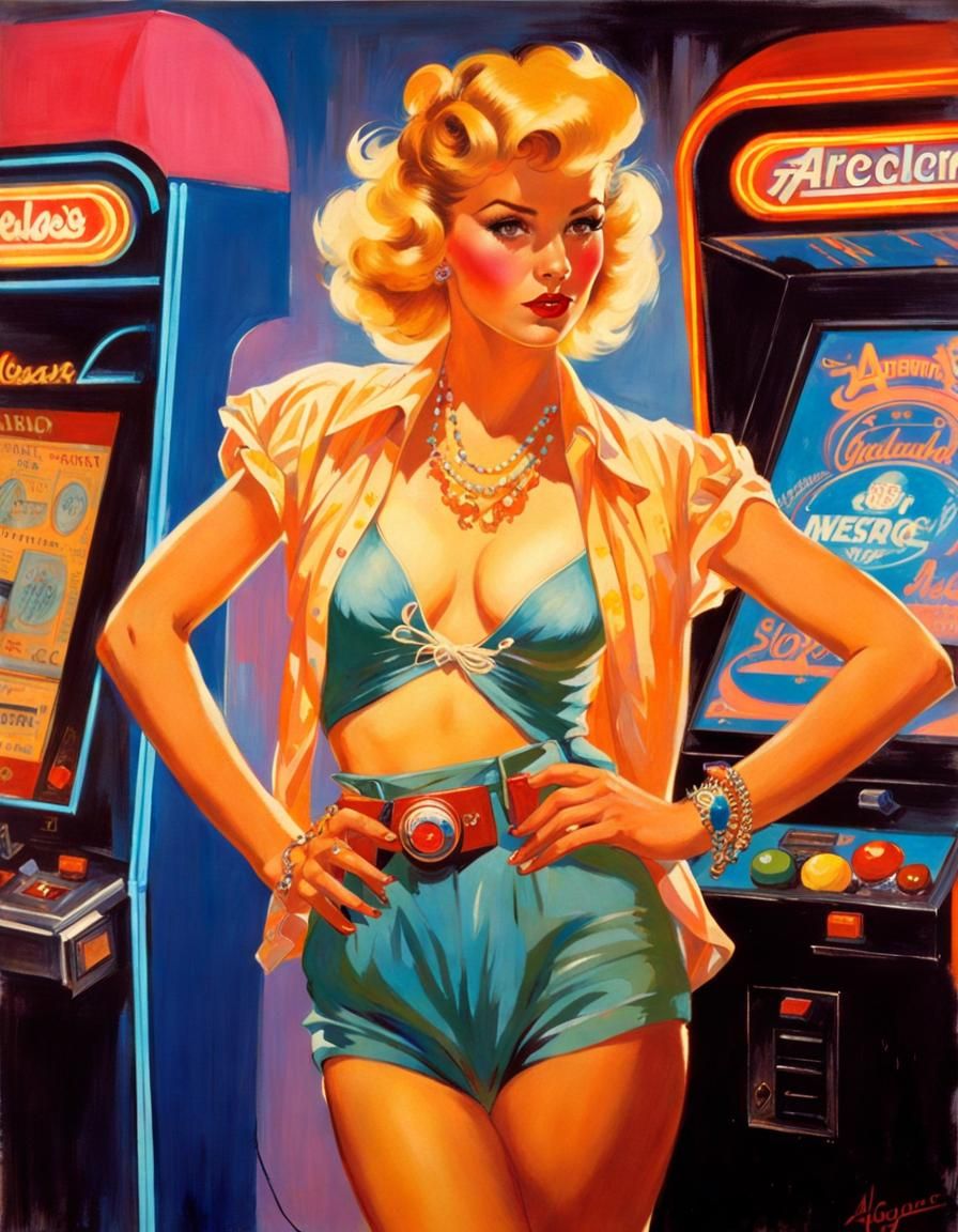 Synthwave Portrait in Pin-Up Style