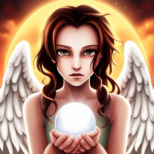 Crystal Ball with Angel and Devil Faces