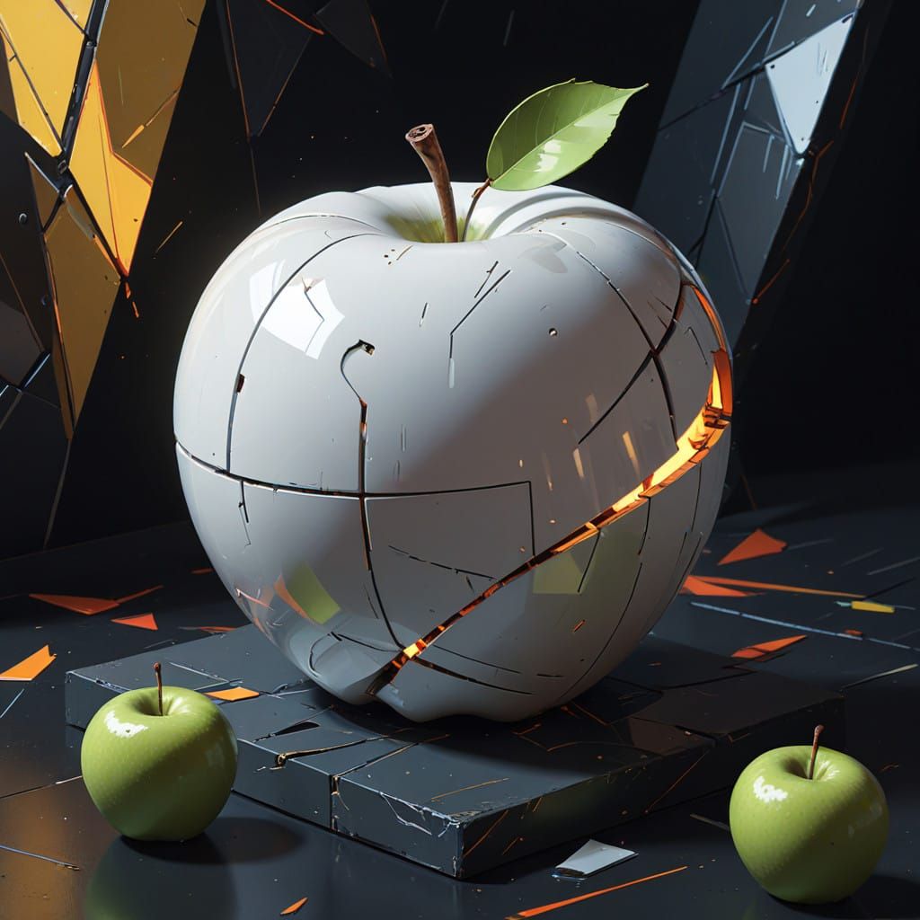 Geometric White Apple in Luxurious Art Deco Style