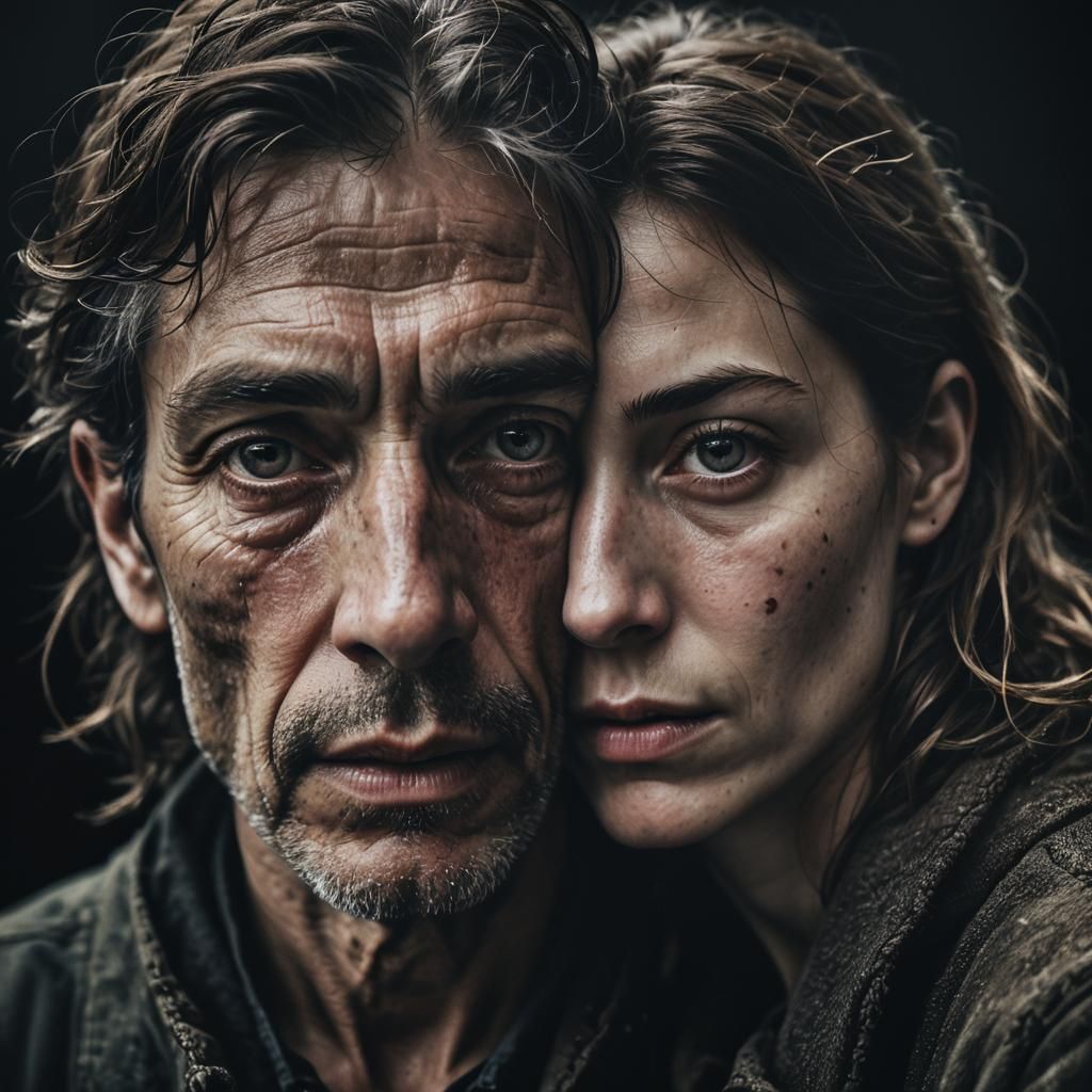 Intimate Portrait of a Man and Woman in Dark